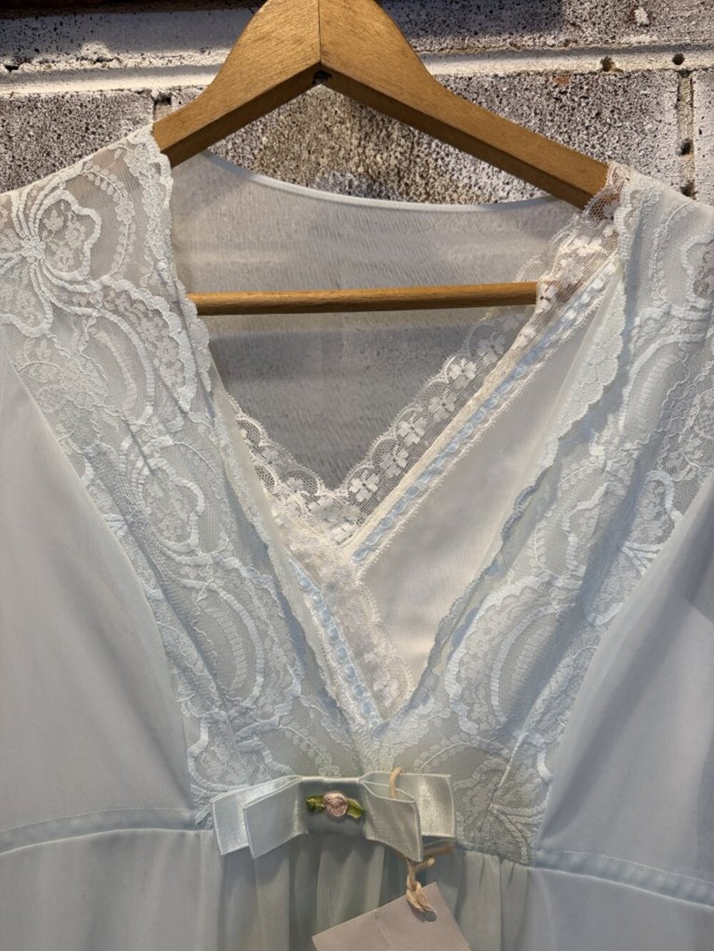 Vintage Powder Blue Lace Peignoir Set Sheer Nightgown & Matching Robe Romantic - Picture 3 of 12